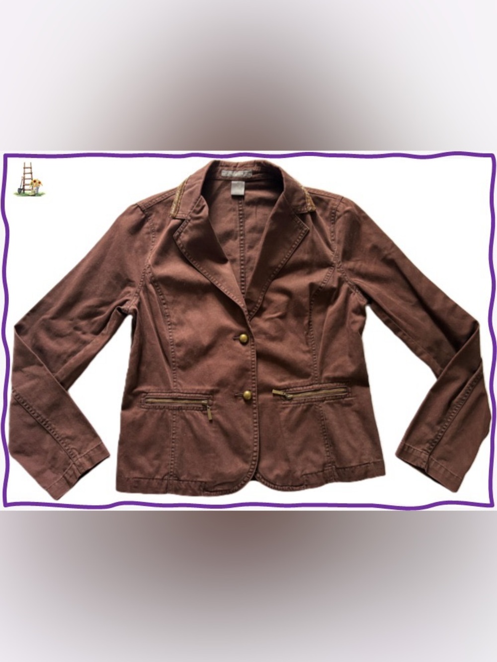 Liz Claiborne Brown Blazer with Braided Shoulder Detail